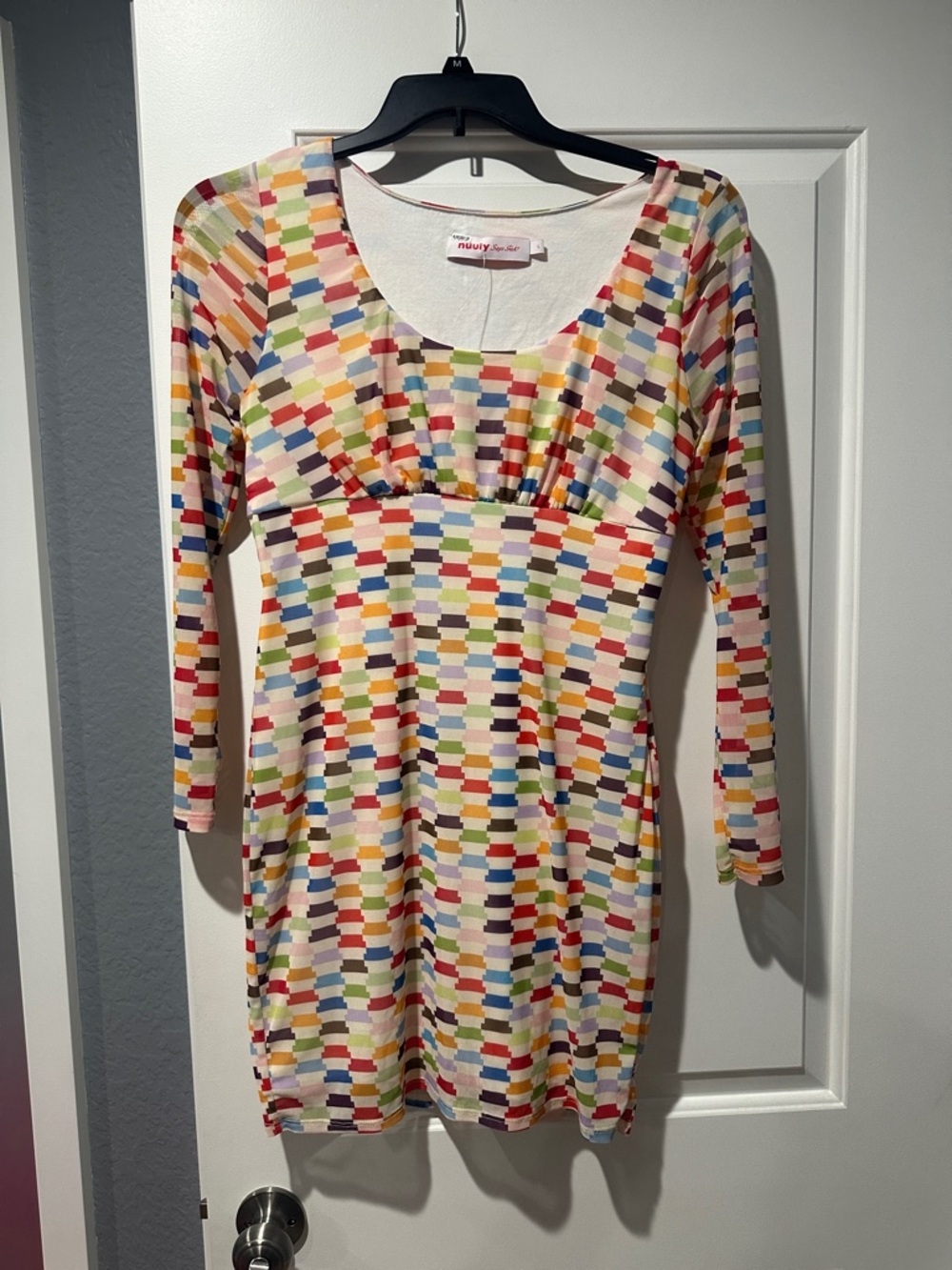Multicolor Geometric Print Scoop-Neck Dress